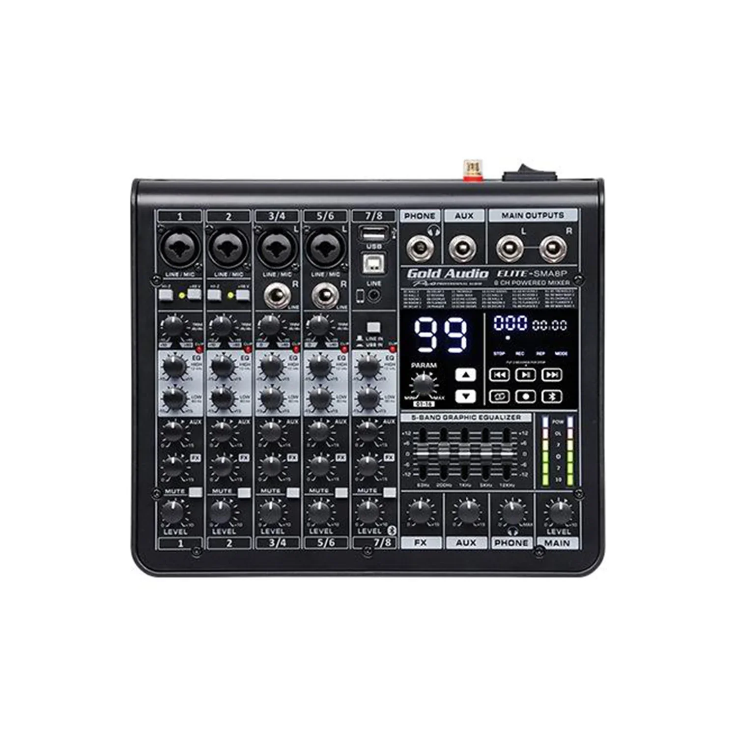 Gold Audio ELITE-SMA 8P Model 8 Kanal Profesyonel Power Mikser