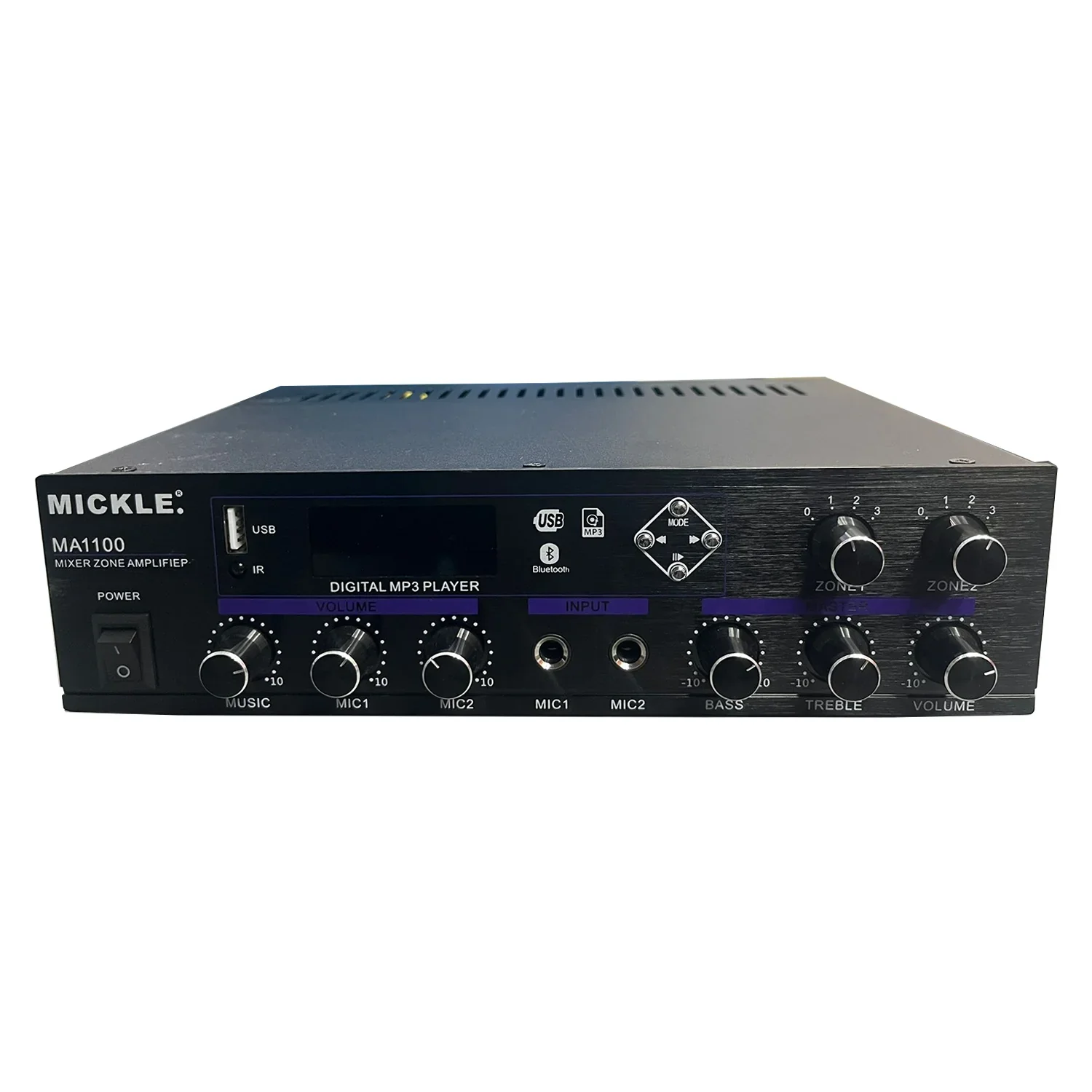 Mickle MA1100 Max. 100W 2 Zone 70V/100V Bluetooth USB Mikser Amplifikatör