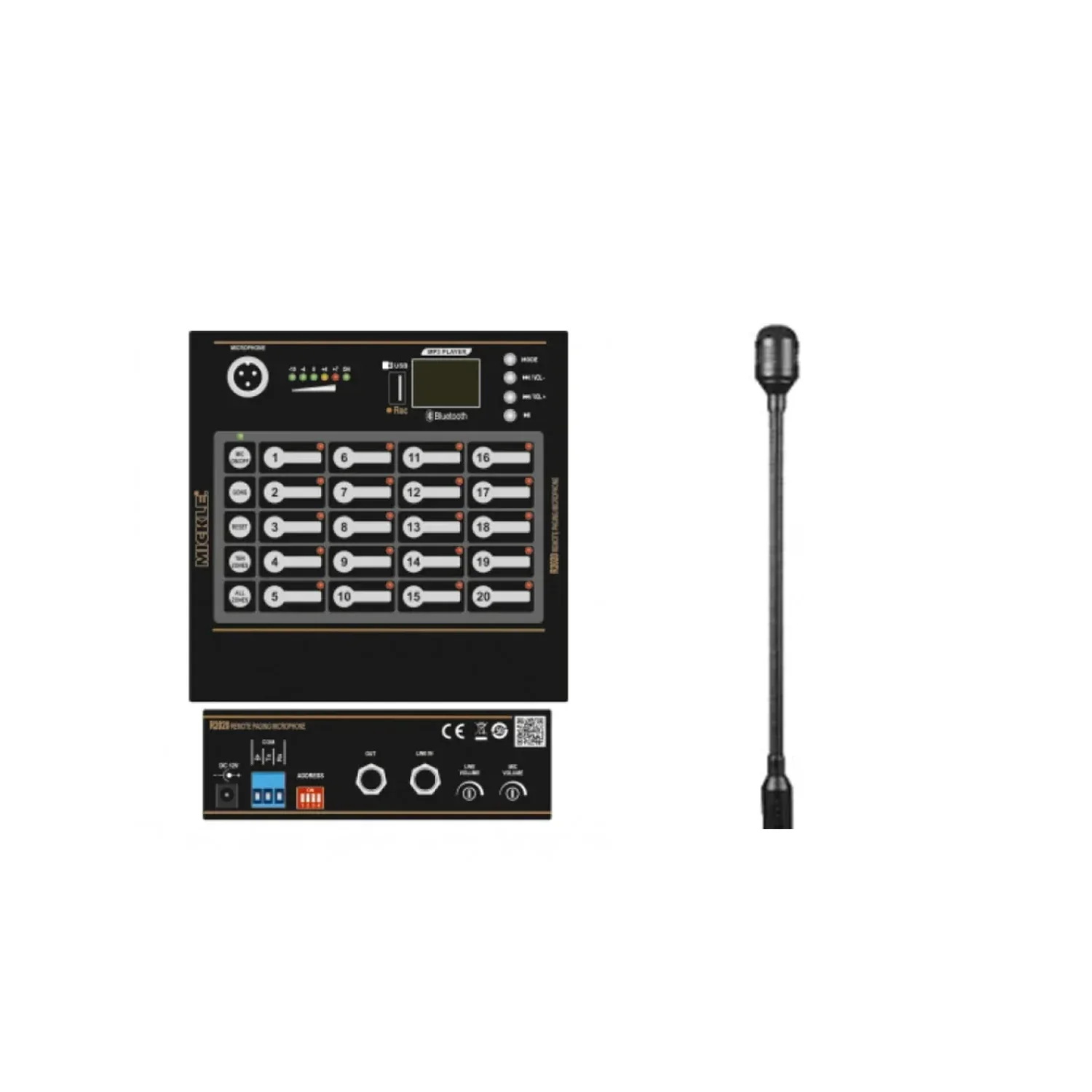 Mickle R2020MP3 20 Bölge MP3 USB Uzak Masaüstü Anons Mikrofonu