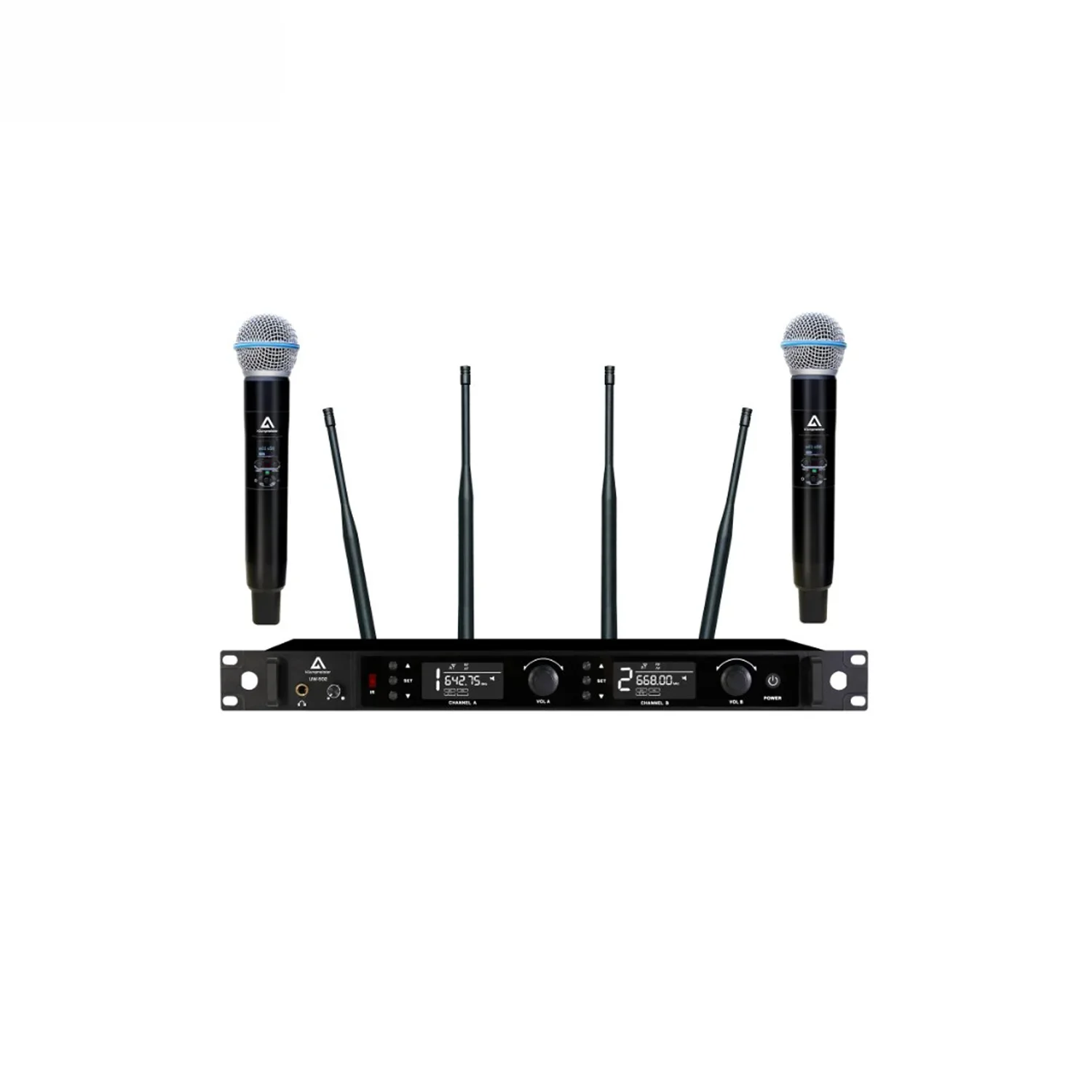 Klangmeister UW-502EE UHF 2x100 Kanal True Diversity Çift El Telsiz Mikrofon