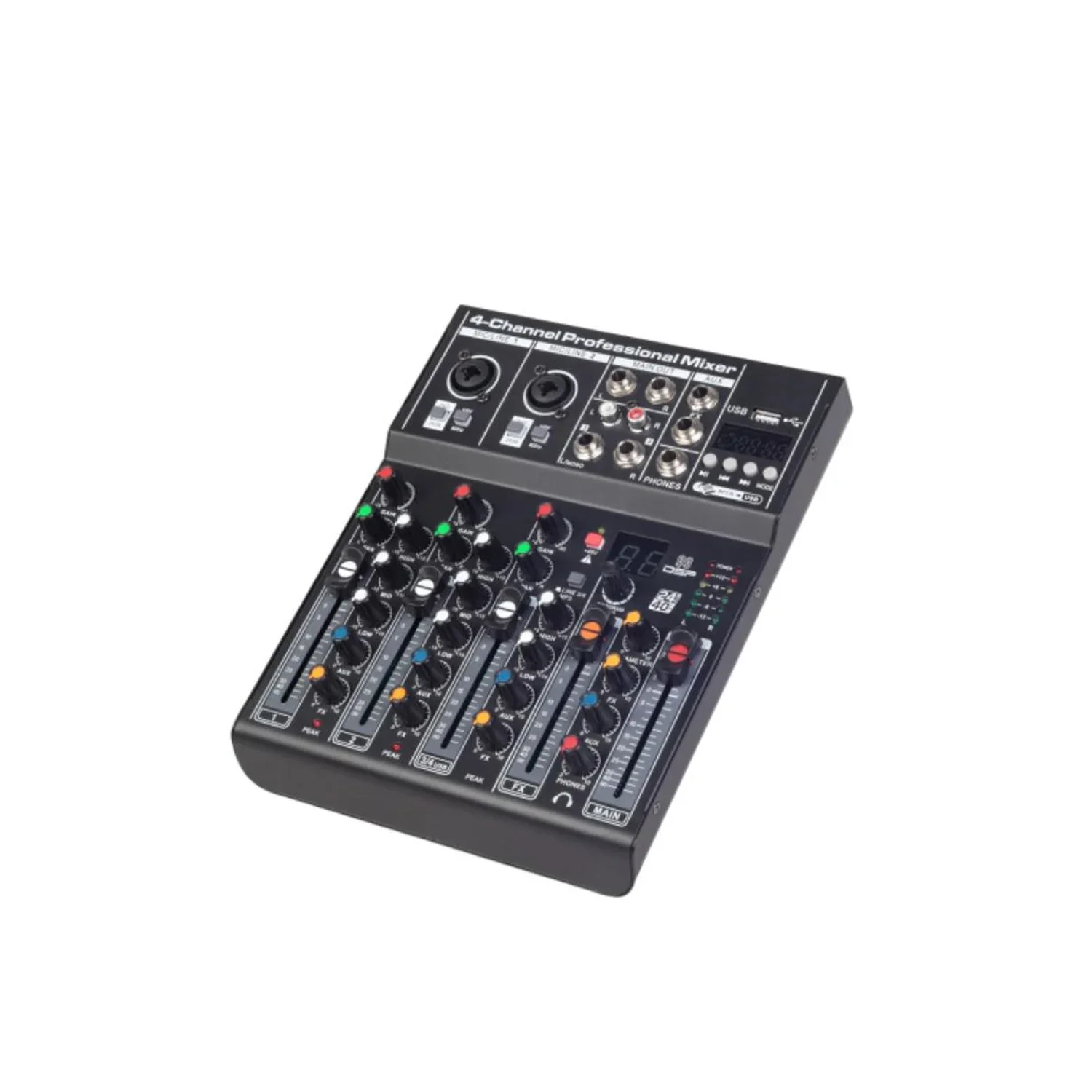 Globe Acoustic MX400 2 Mono 1 Stereo Giriş 99 DSP Efekt Bluetooth USB Kayıt 48V Phantom Deck Mikser BT/USB/REC