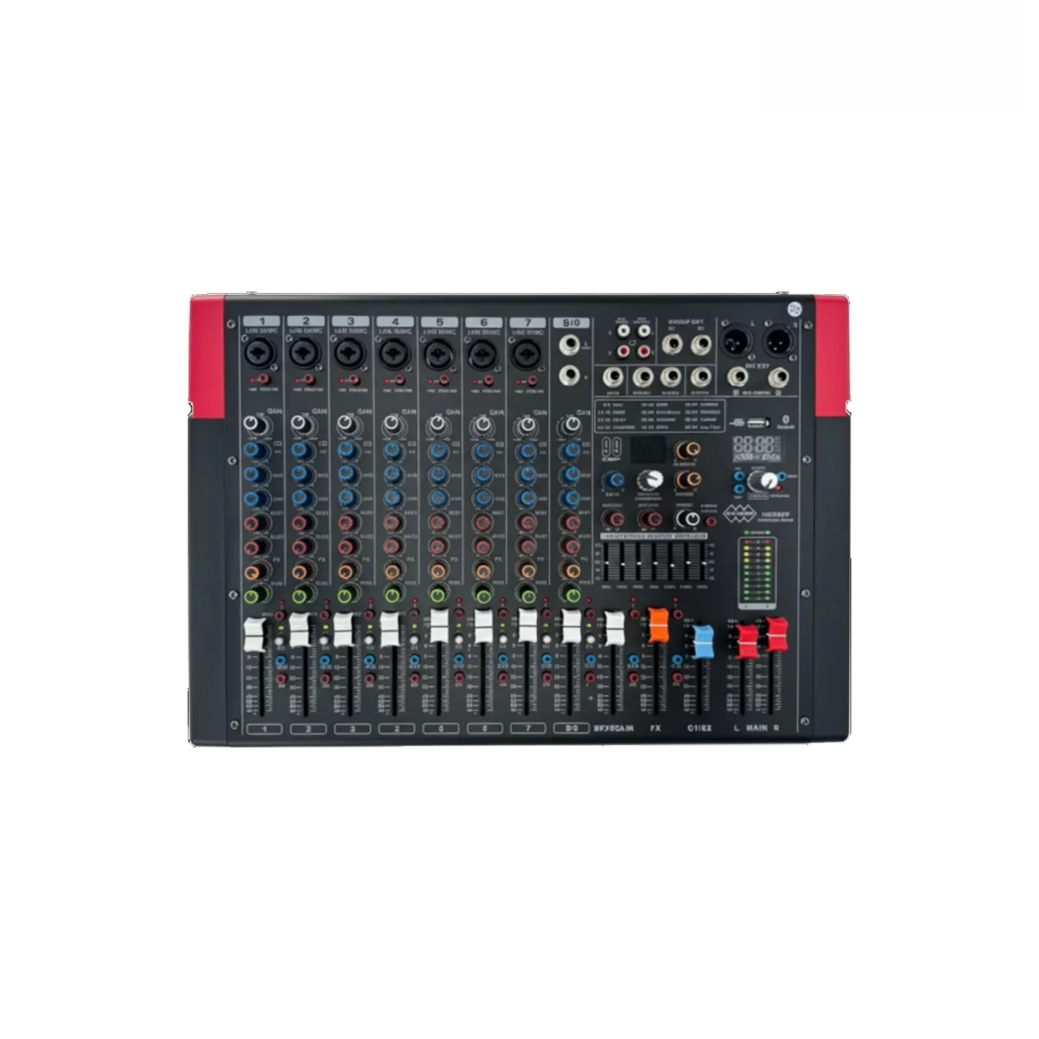 Globe Acoustic GPM704 5 Kanal 600W-4Ω 3 Mikrofon 1 Stereo Giriş 99 DSP Bluetooth USB Kayıt 48V Phantom Power Mikser